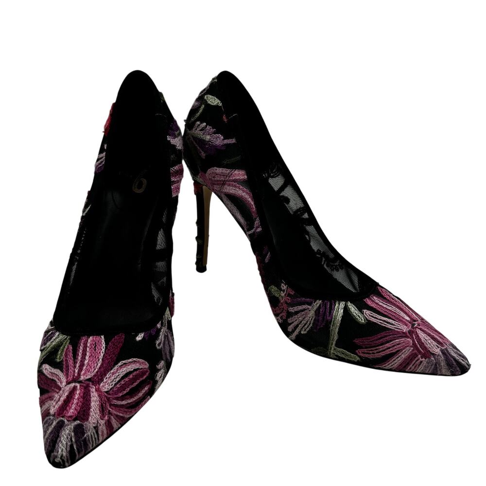 Mix No. 6 Dignity Floral Embroidered Mesh Pointed Toe Stiletto Heels Women's 8
